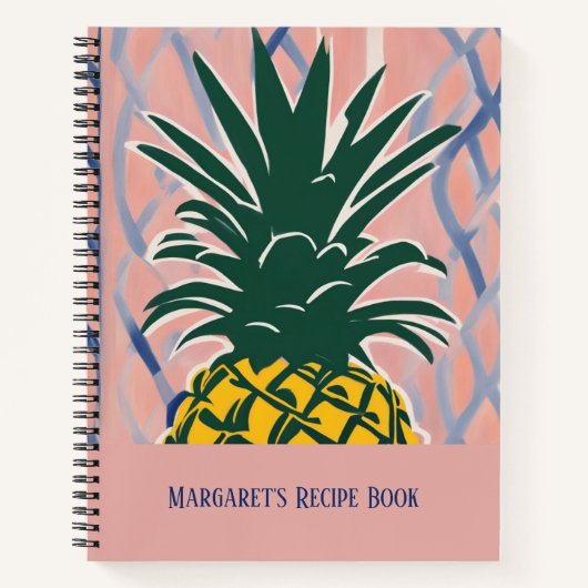Modern Style Pineapple Personalized Recipe Book ノートブック (正面)