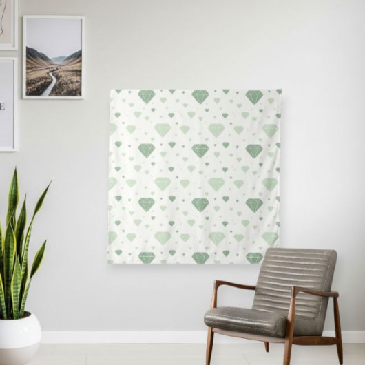 Modern Style Tapestry with Geometric Diamond Print タペストリー