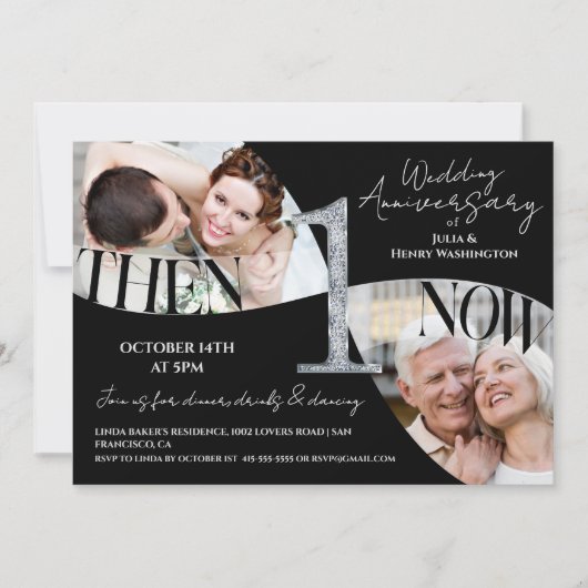 Modern Stylish 1st Wedding Anniversary 招待状 (正面)