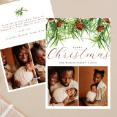 Modern & Stylish 4 Photo Collage Christmas Pines シーズンカード