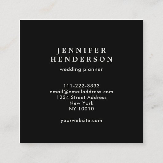 Modern stylish black and silver professional スクエア名刺 (裏面)