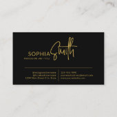 Modern Stylish Black & Gold Handwritten Script 名刺 (裏面)
