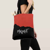 Modern stylish black &orange monogram name Tote トートバッグ (クローズアップ)