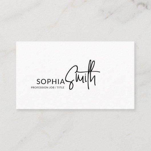 Modern Stylish Black & White Handwritten Script 名刺 (正面)