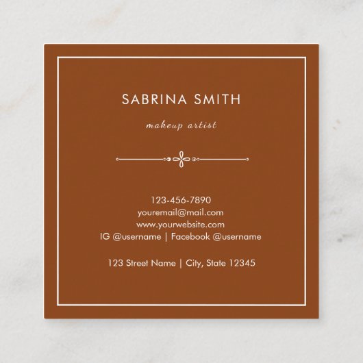 Modern Stylish Blue Brown Watercolor Abstract スクエア名刺 (裏面)