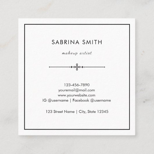 Modern Stylish Blue Brown Watercolor Abstract スクエア名刺 (裏面)