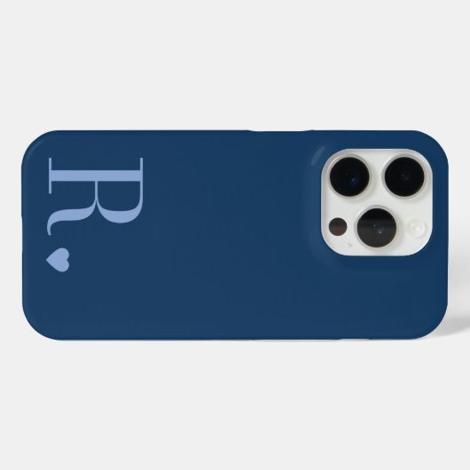 modern stylish blue monogram initial  Case-Mate iPhoneケース (裏面 (横))