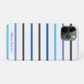 Modern Stylish Blue Stripes Custom Case-Mate iPhoneケース (裏面(横))