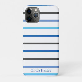 Modern Stylish Blue Stripes Custom iPhone 11 Proケース