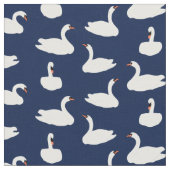 Modern Stylish Blue Swan Pattern ファブリック (クローズアップ)