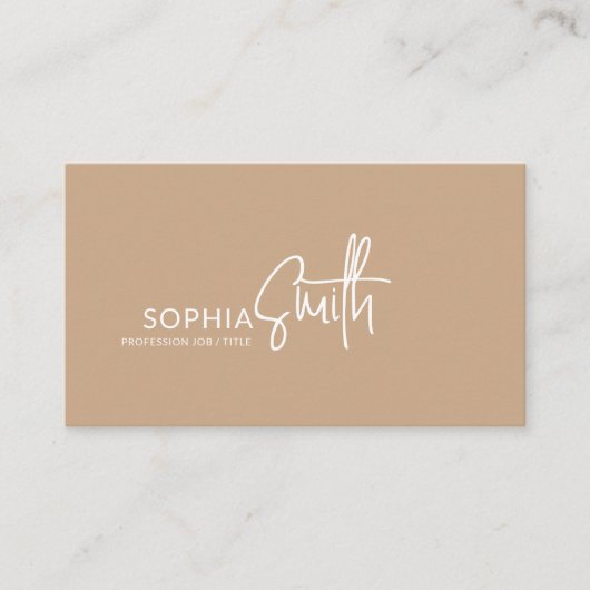 Modern Stylish Boho Cream Beige Handwritten Script 名刺 (正面)
