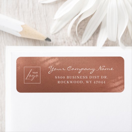 Modern Stylish Bronze Business Logo Return Address ラベル (インサイチュ)