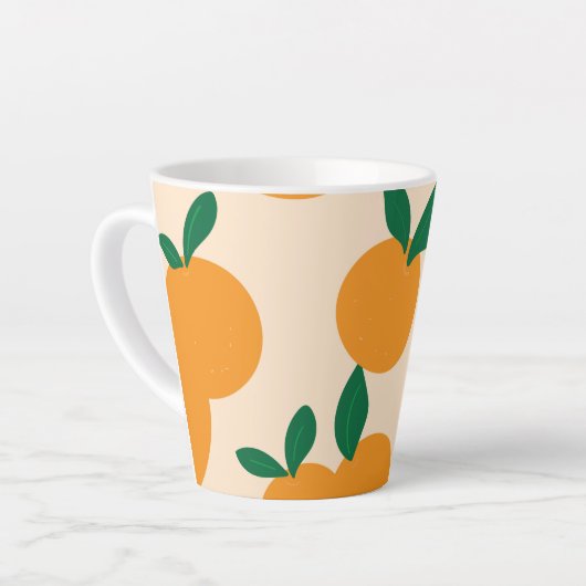 Modern Stylish Citrus Fruit Oranges Pattern カフェラテマグ (左アングル)