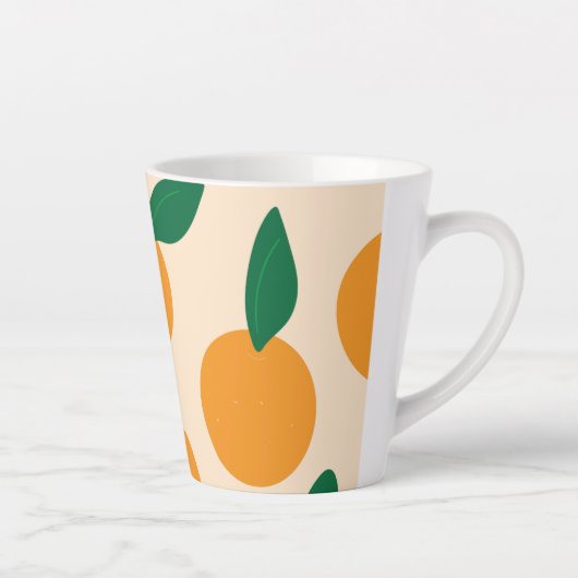 Modern Stylish Citrus Fruit Oranges Pattern カフェラテマグ (右)