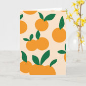 Modern Stylish Citrus Fruit Oranges Pattern カード (黄色い花)