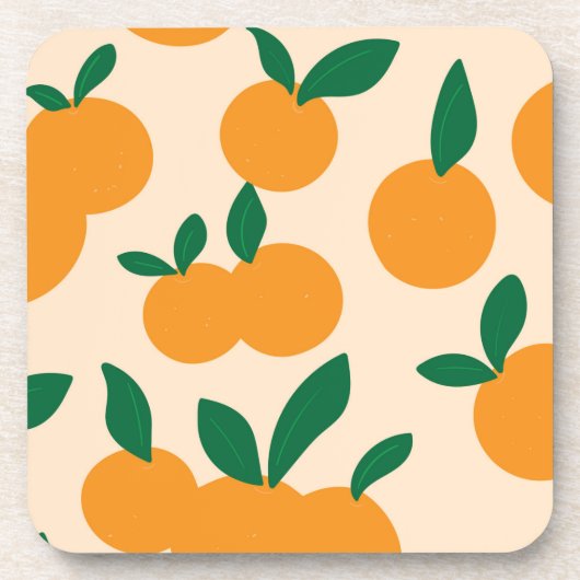 Modern Stylish Citrus Fruit Oranges Pattern コースター (正面)