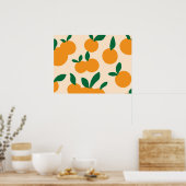 Modern Stylish Citrus Fruit Oranges Pattern ポスター (キッチン)