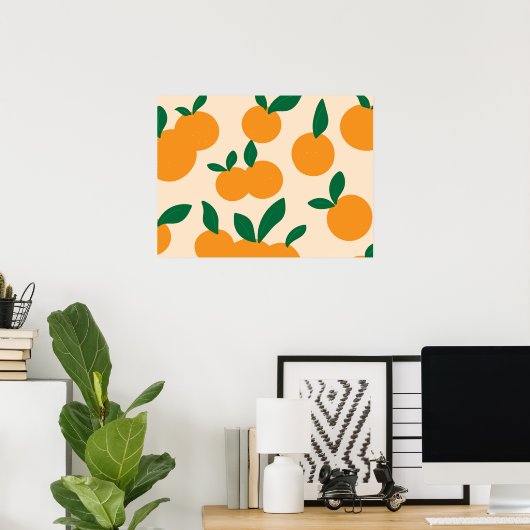 Modern Stylish Citrus Fruit Oranges Pattern ポスター (ホームオフィス)