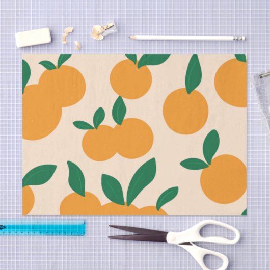 Modern Stylish Citrus Fruit Oranges Pattern 薄葉紙 (クラフト)