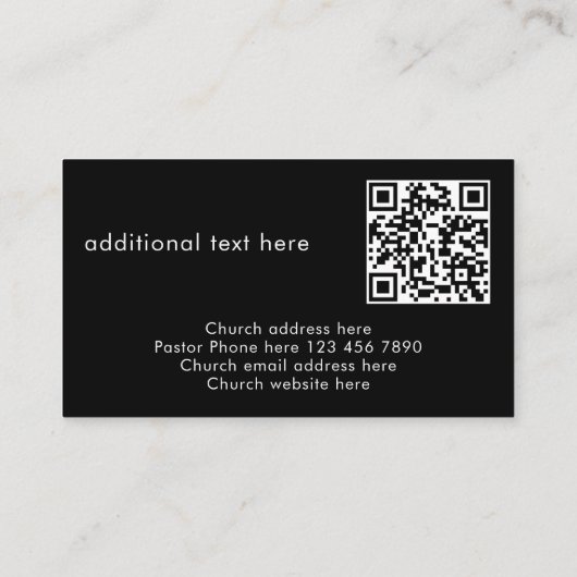 Modern Stylish Custom Text QR Code Church Pastor 名刺 (裏面)