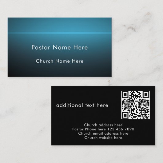 Modern Stylish Custom Text QR Code Church Pastor 名刺 (正面/裏面)