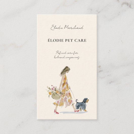 Modern Stylish Dog Walker Pet Sitter QR code 名刺 (正面)