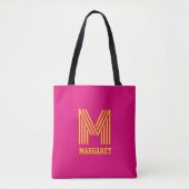 Modern stylish fuchsia &yellow monogram name Tote トートバッグ (正面)