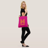 Modern stylish fuchsia &yellow monogram name Tote トートバッグ (モデル)