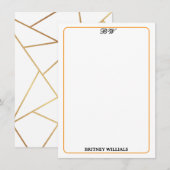 Modern Stylish Geometric Lines Monogram Stationery ノートカード (正面/裏面)
