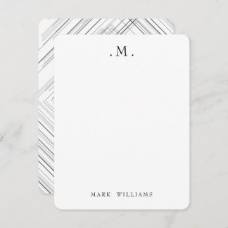 Modern Stylish Geometric Lines Monogram Stationery ノートカード