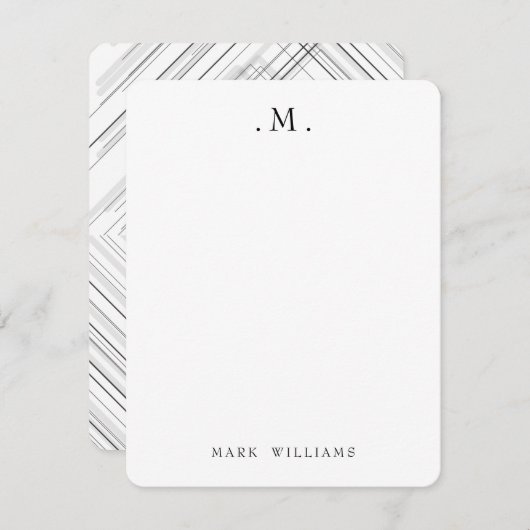 Modern Stylish Geometric Lines Monogram Stationery ノートカード (正面/裏面)