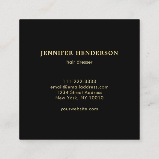 Modern stylish gold and black professional スクエア名刺 (裏面)