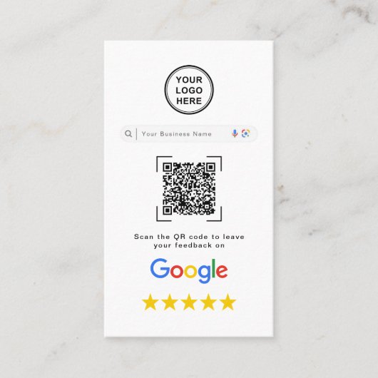 Modern Stylish Google Review QR Code 名刺 (正面)