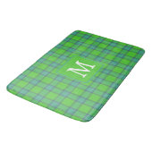 Modern stylish green &blue Plaid monogram バスマット (アングル)