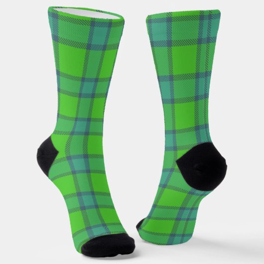 Modern stylish green &blue Plaid taran ソックス (傾斜あり)