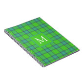 Modern stylish green &blue Plaid tartan monogram ノートブック (右側)