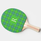 Modern stylish green &blue Plaid tartan monogram 卓球ラケット (横)
