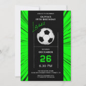 Modern Stylish Green Soccer Birthday Invitation  招待状 (正面)