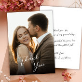 Modern Stylish Hand Lettered Script Photo Wedding  サンキューカード