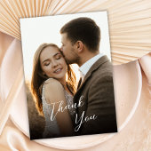Modern Stylish Hand Lettered Script Photo Wedding  サンキューカード