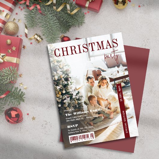 Modern Stylish Magazine Cover Christmas Party 招待状