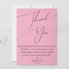 modern stylish minimalist pink thank you birthday ノートカード
