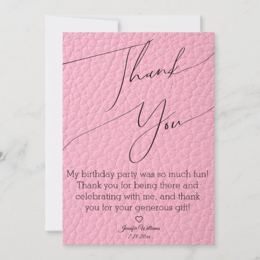 modern stylish minimalist pink thank you birthday ノートカード (正面)