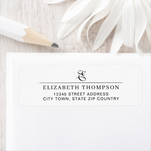 Modern Stylish Monogram Name Address ラベル (インサイチュ)