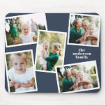 Modern stylish multi photo family home decor blue マウスパッド<br><div class="desc">Modern stylish multi photo family home decor. Navy blue color can be changed.</div>