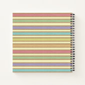 Modern Stylish Pastel Ribbon Striped Monogram ノートブック (裏面)