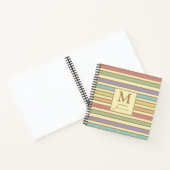 Modern Stylish Pastel Ribbon Striped Monogram ノートブック (内部)