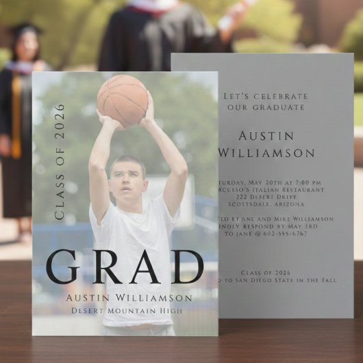 Modern Stylish Photo Graduation Invitation 招待状