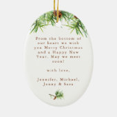 Modern & Stylish Photo & Greetings Christmas Pines セラミックオーナメント (裏面)