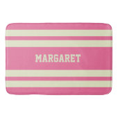 Modern stylish pink white monogram name  バスマット (正面)